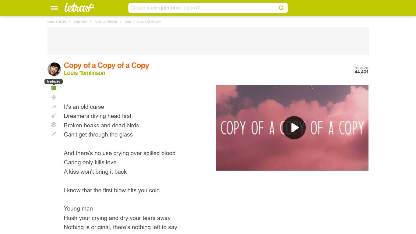 Copy of a Copy of a Copy - Louis Tomlinson - LETRAS.MUS.BR